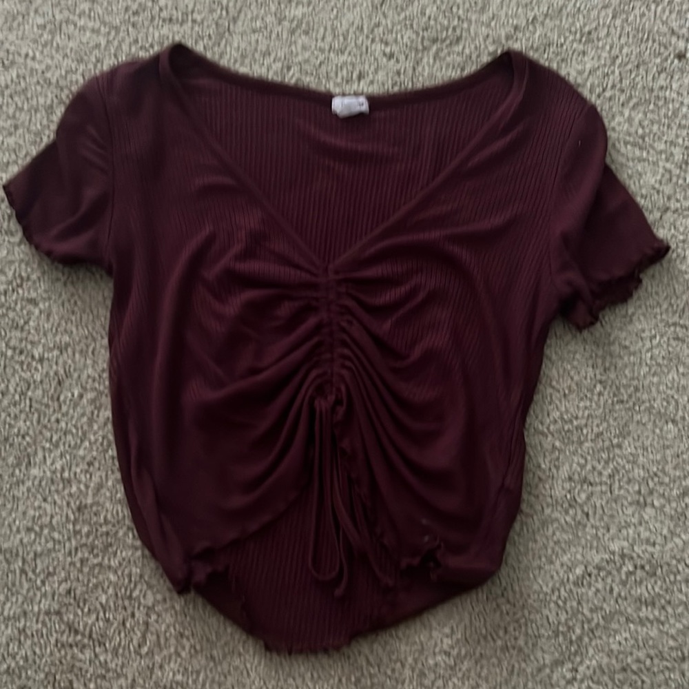 Garage Burgundy Scrunch Top